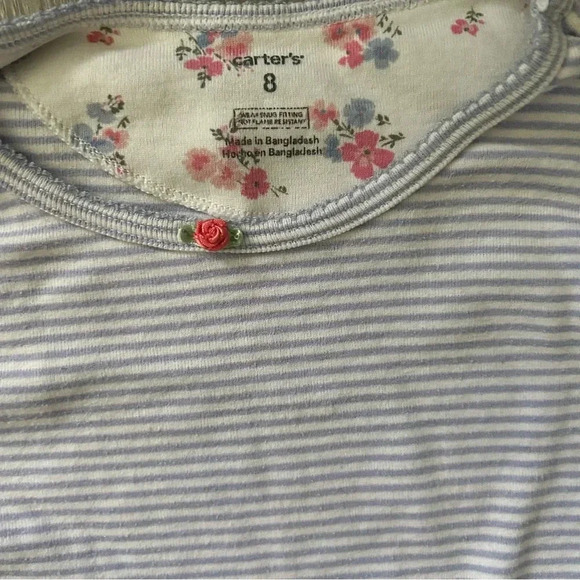 Girls Carter’s Striped Snug Fitting Long Sleeved Pajama Set Size Medium (8) - Picture 3 of 4